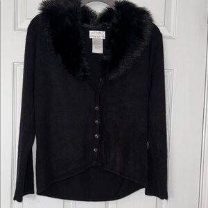 Designers Originals Black Sweater with Removable Faux Fur Collar